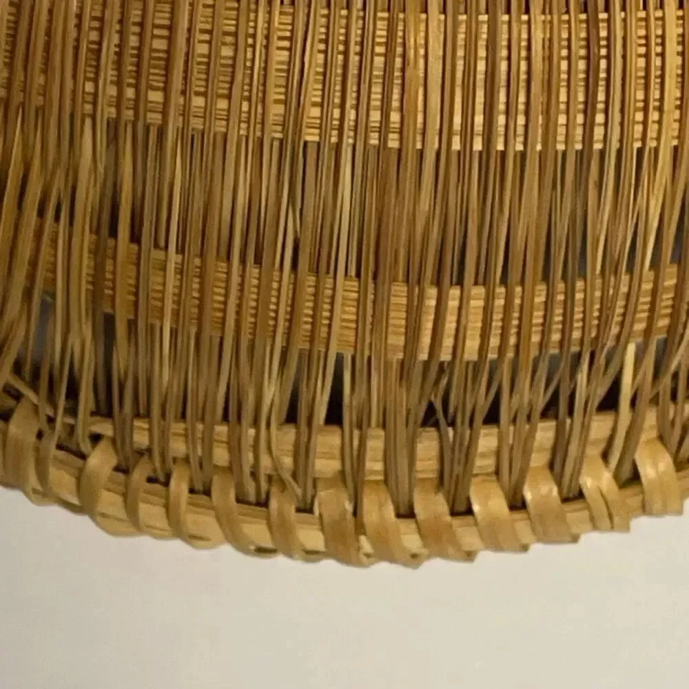 Vintage hand & carved woven bamboo rice strainer or colander.